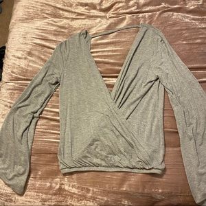 Chaser Long Sleeve Plunge Neck/ Back Blouse